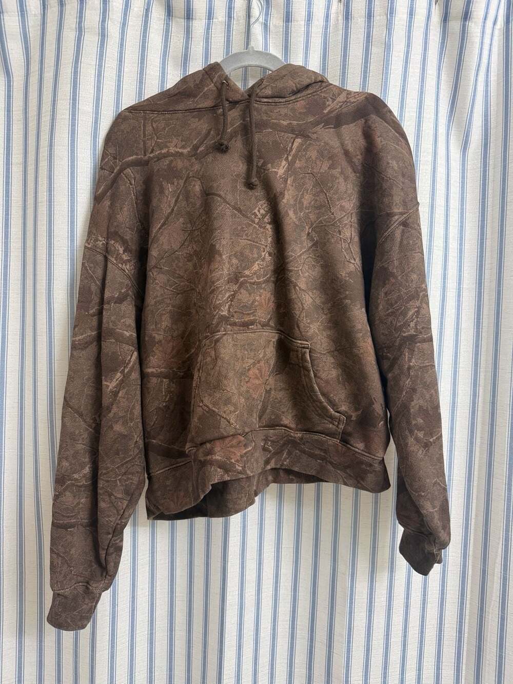 Dairy Boy Camouflage Hoodie Size L Brown Tree Bark Pattern Pullover